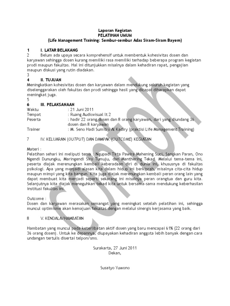Contoh Teks Laporan Hasil Kegiatan - Seputar Laporan