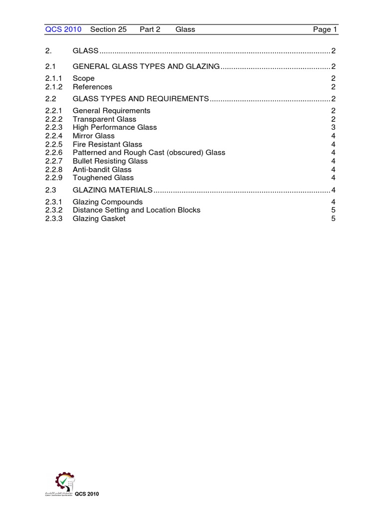 QCS 2010 Section 25 Part 2 Glass PDF PDF Glasses Homogeneous
