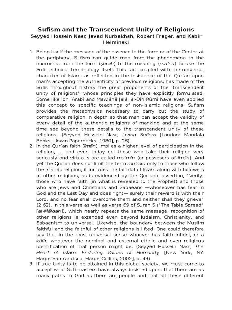 Sufism and The Transcendent Unity of Religions | PDF | Sufism ...