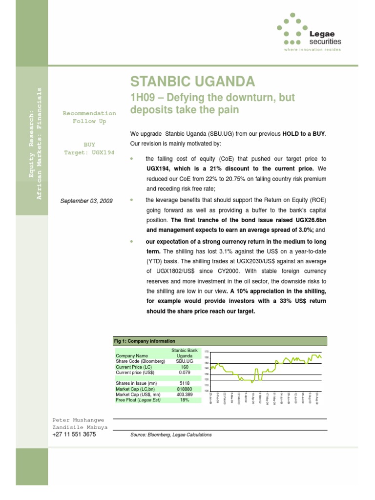 Stanbic Uganda 1H09 Financial Review | PDF | Banks | Interest
