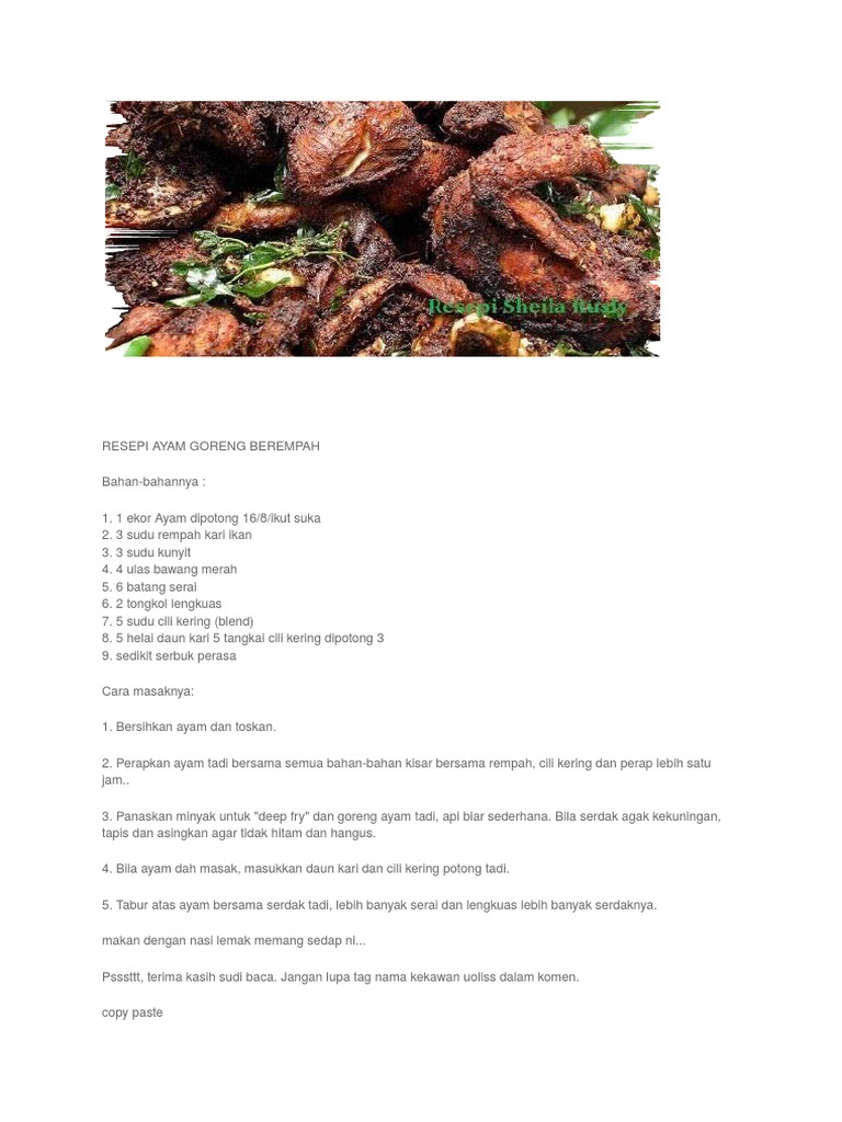 Resepi Ayam Goreng Berempah Pdf