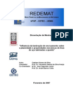 Influencia Da Laminacao Na Planicidade e Nas PMs Do Aço