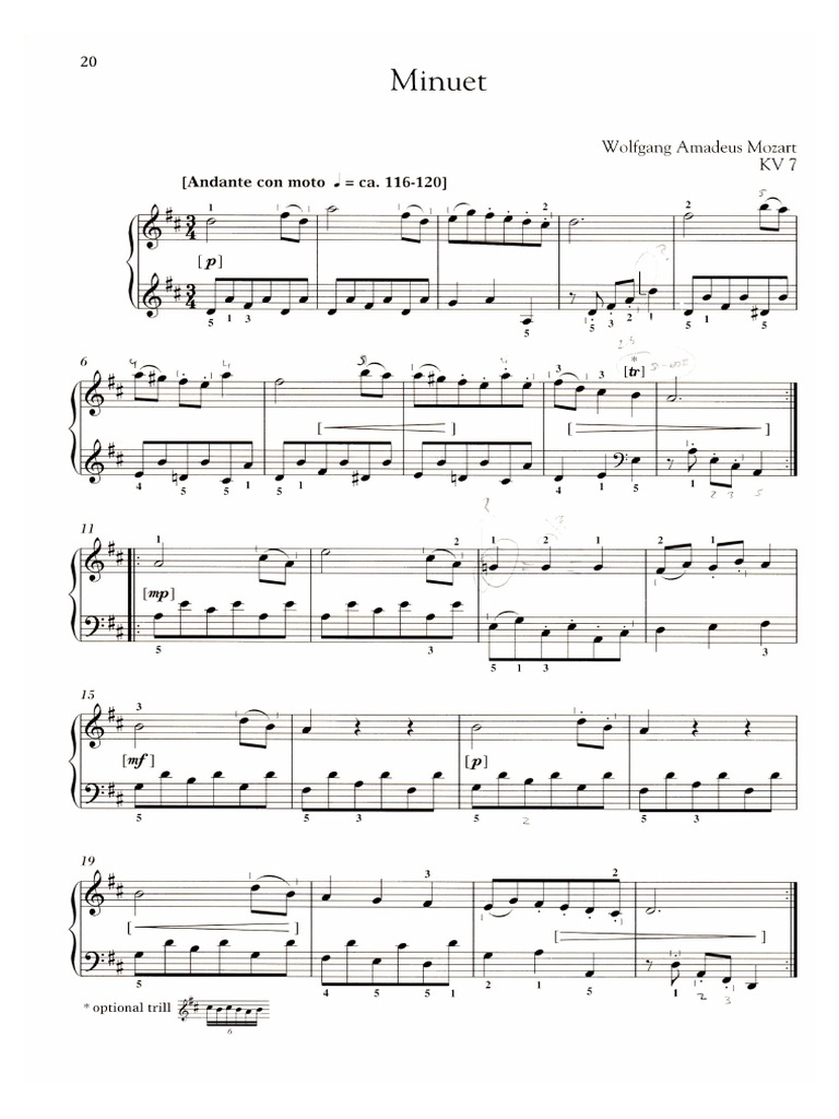 Mozart Minuet (From Mozart 15 Easy Piano Pieces) Classical Music Classical Compositions