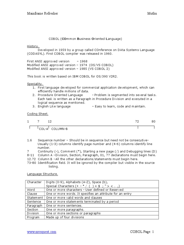COBOL K | PDF