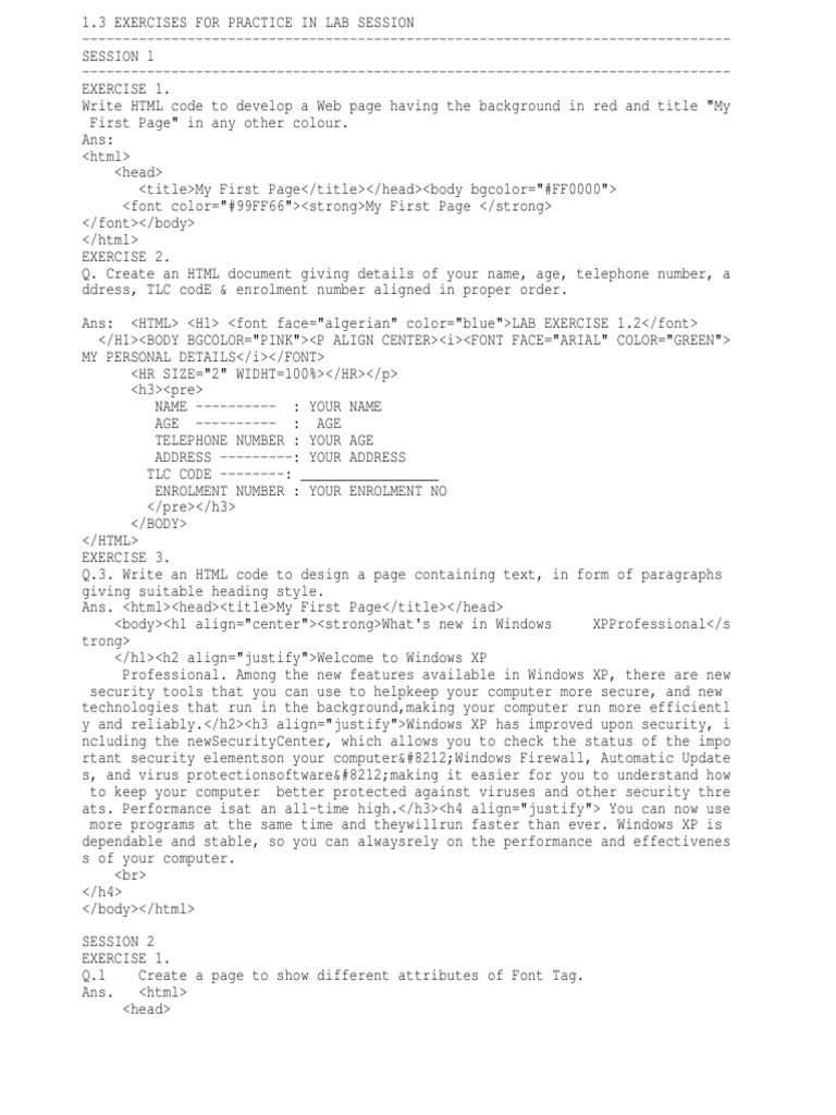 Ignou Javascript Programs HTML Mcsl016 | PDF | Html Element | Html