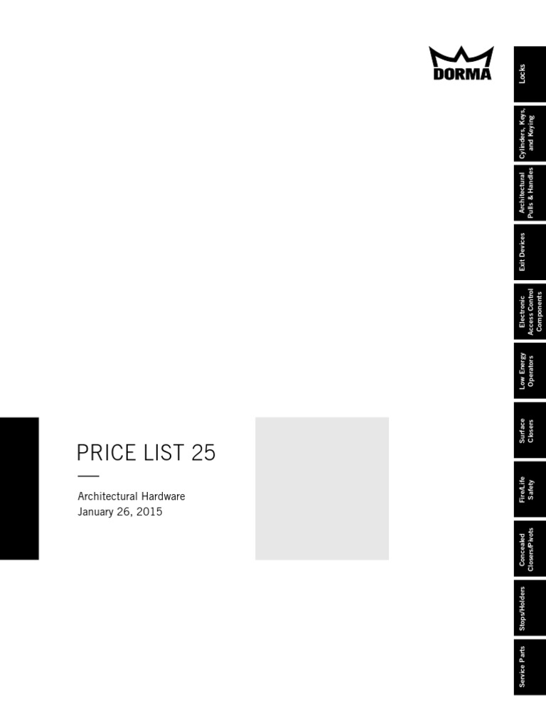 Dorma Architectural Hardware Price Book 2015 PDF Cargo Access Control