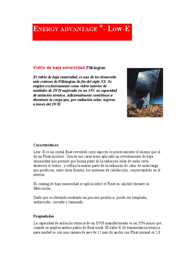 Energy Advantage Low E PDF Energía solar Fenomeno fisico