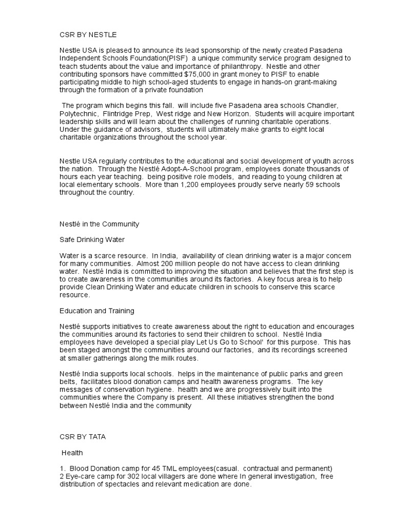 Nestlé csr report 2019 image