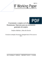 Crecimiento y Empleo en La República Dominicana_opciones Para Un Crecimiento Generador de Empleo_FMI Enero2013