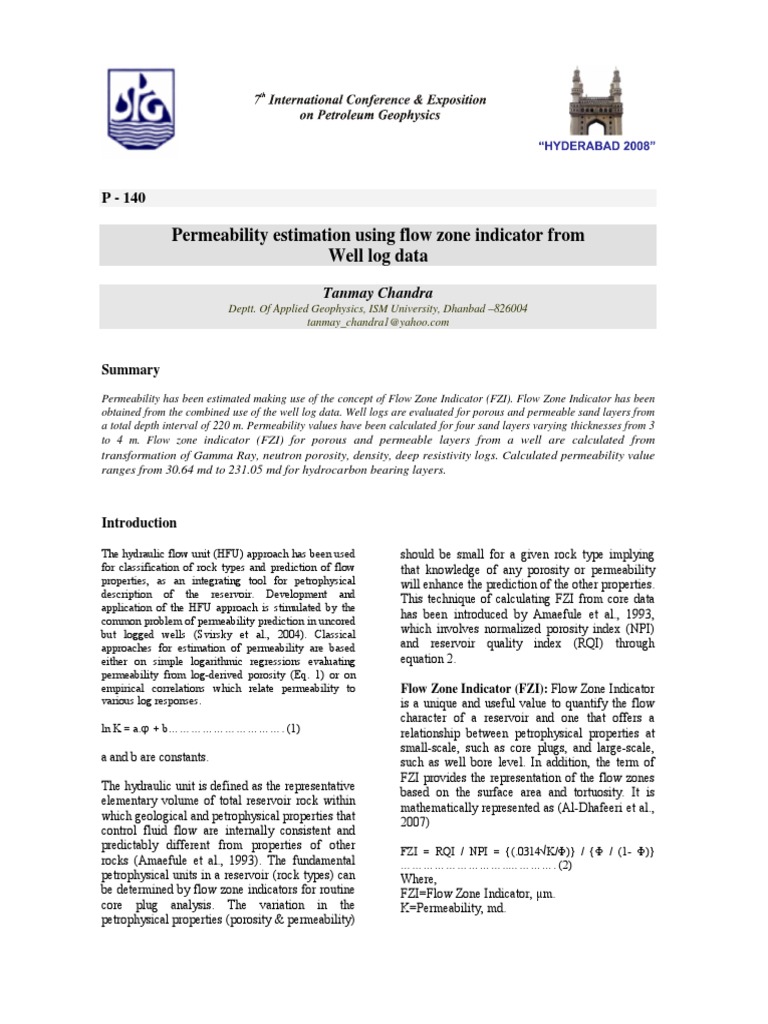 Permeability Estimation via FZI Analysis | PDF | Permeability (Earth ...
