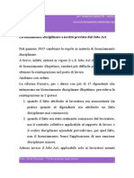 Licenziamento Disciplinare e Novità Previste Dal Jobs Act