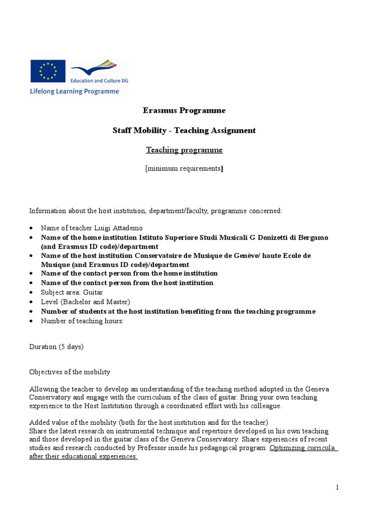 Staff Teaching Programme | PDF