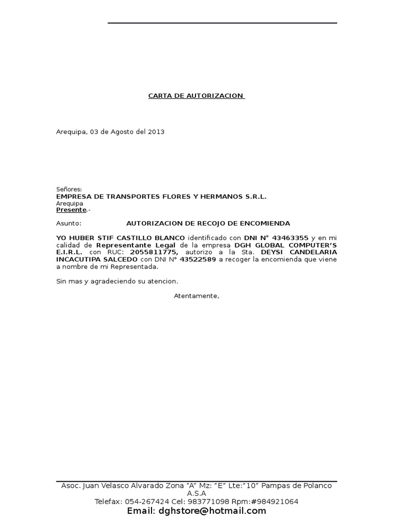 Carta de Autorizacion | PDF | Informática y tecnología de la ...