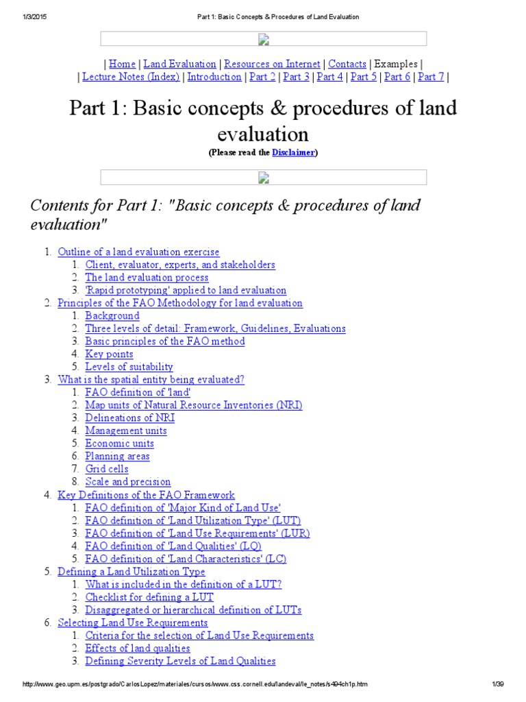 Part 1_ Basic Concepts & Procedures of Land Evaluation Expert