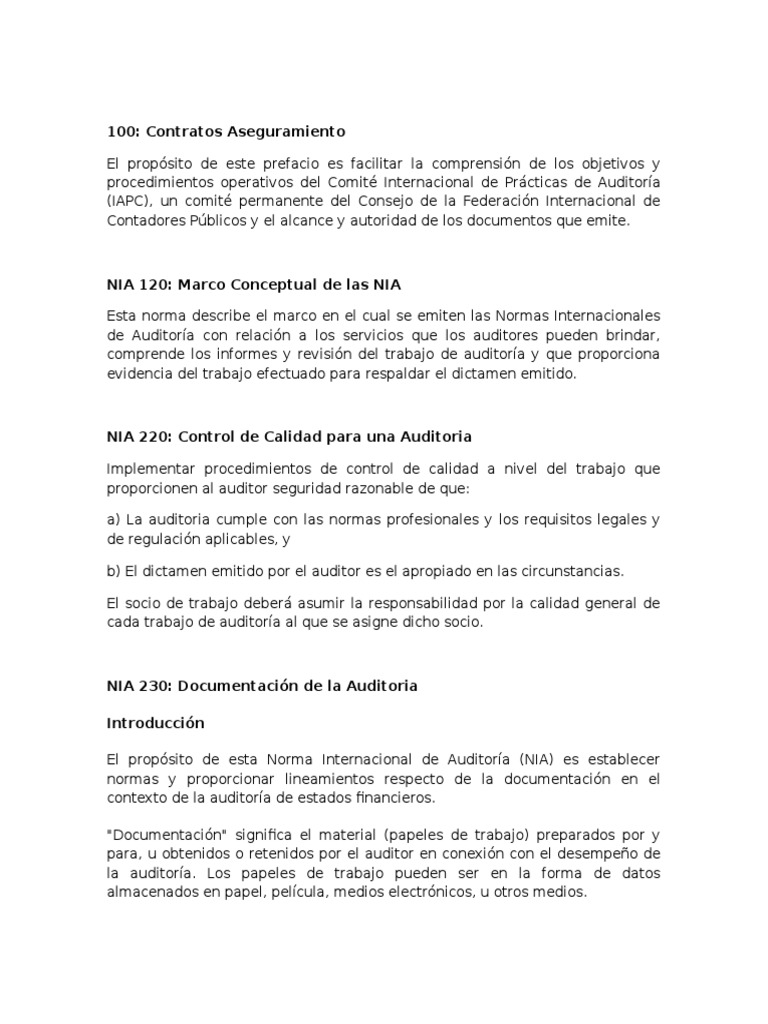 NIA Auditoria Estándares | PDF | Auditoría financiera | Contralor