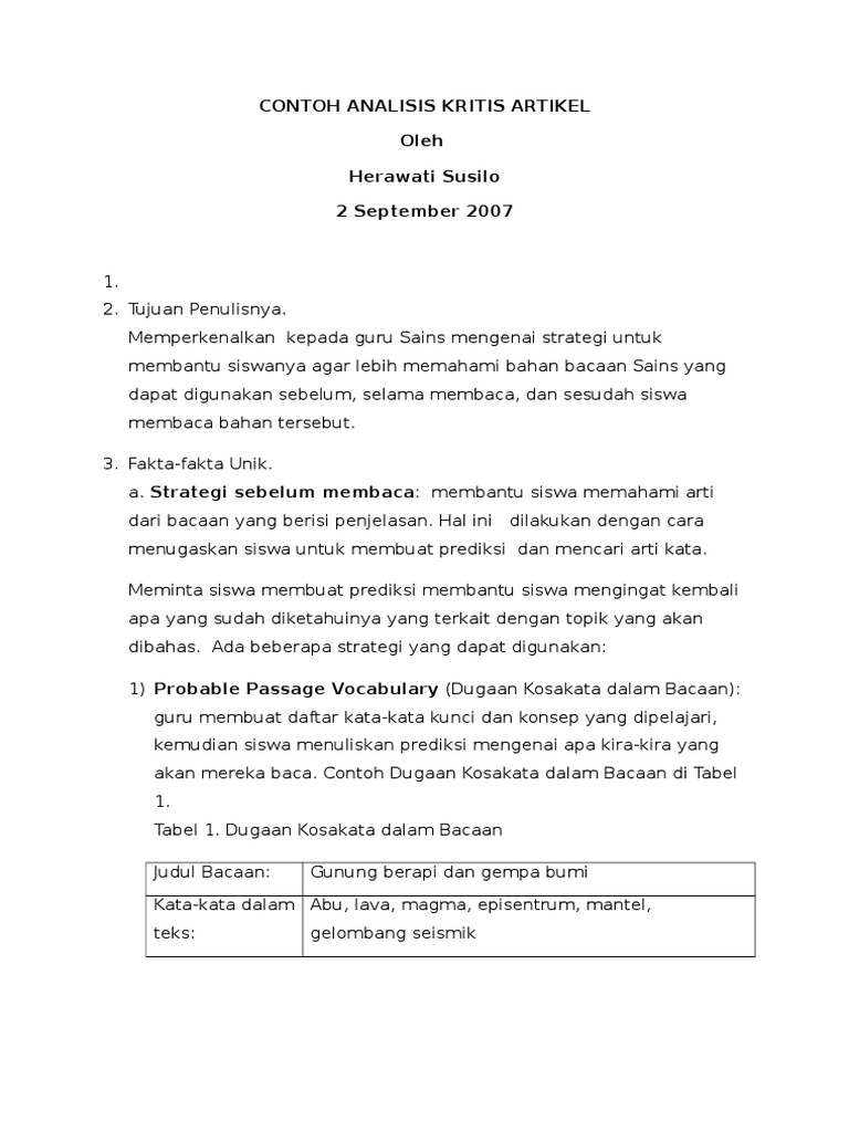 Contoh Analisis Kritis Artikel Pdf