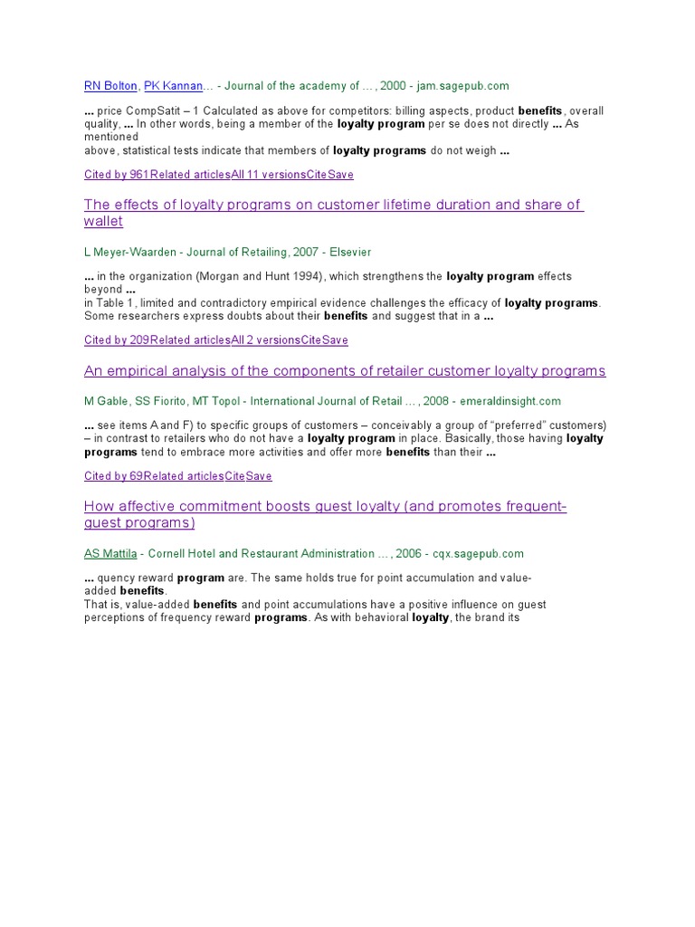 The Effects of Loyalty Programs On Customer Lifetime Duration and Share ...