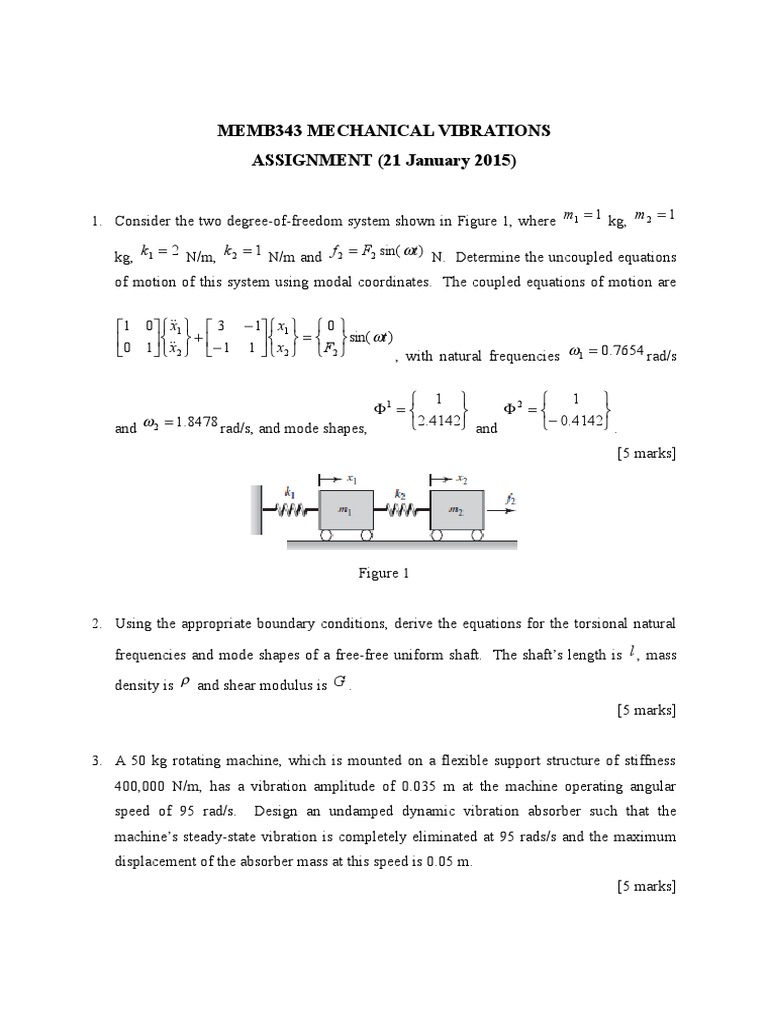 Mechanical Vibrations Assignment Guide | PDF | Teaching Methods ...