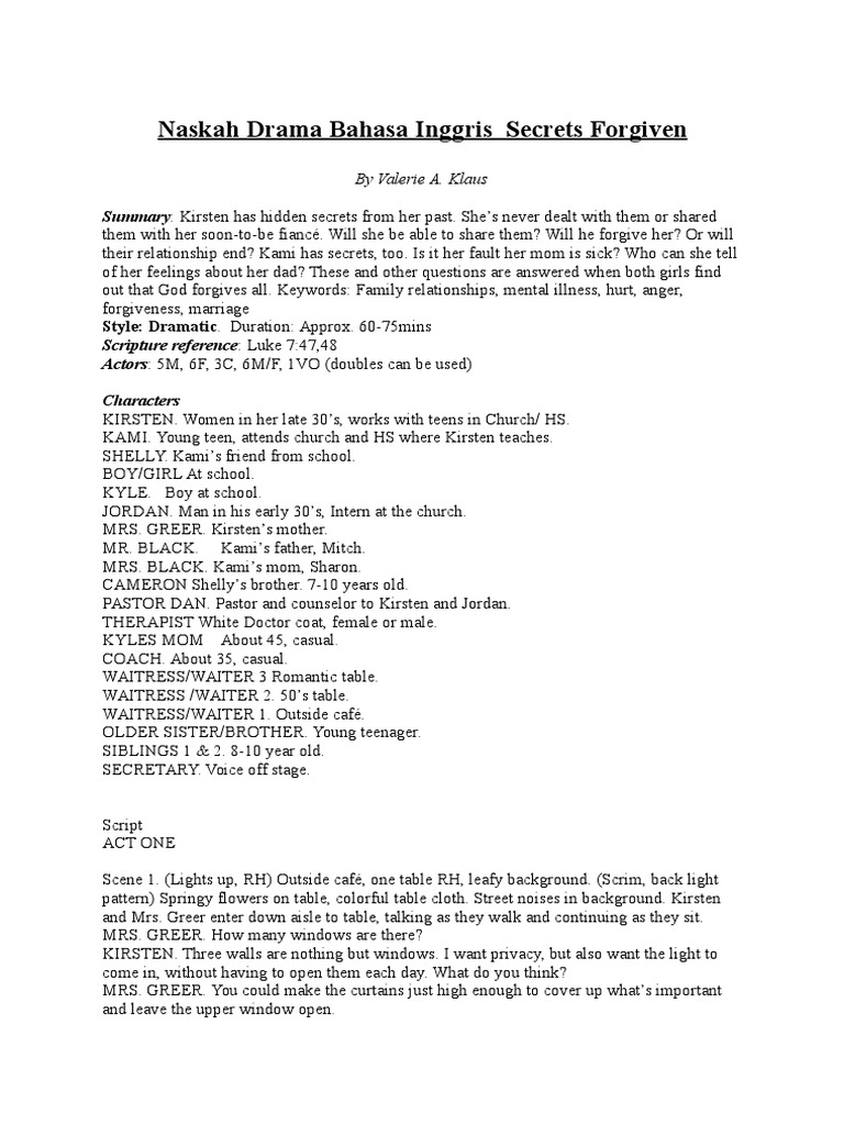 Naskah Drama Bahasa Inggris &quot;Secrets