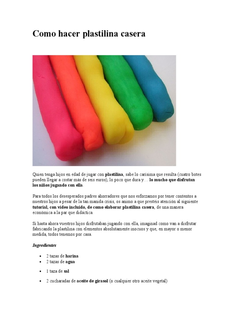 Plastilina Casera NO TÓXICA para niños - Como hacer plastilina con harina 