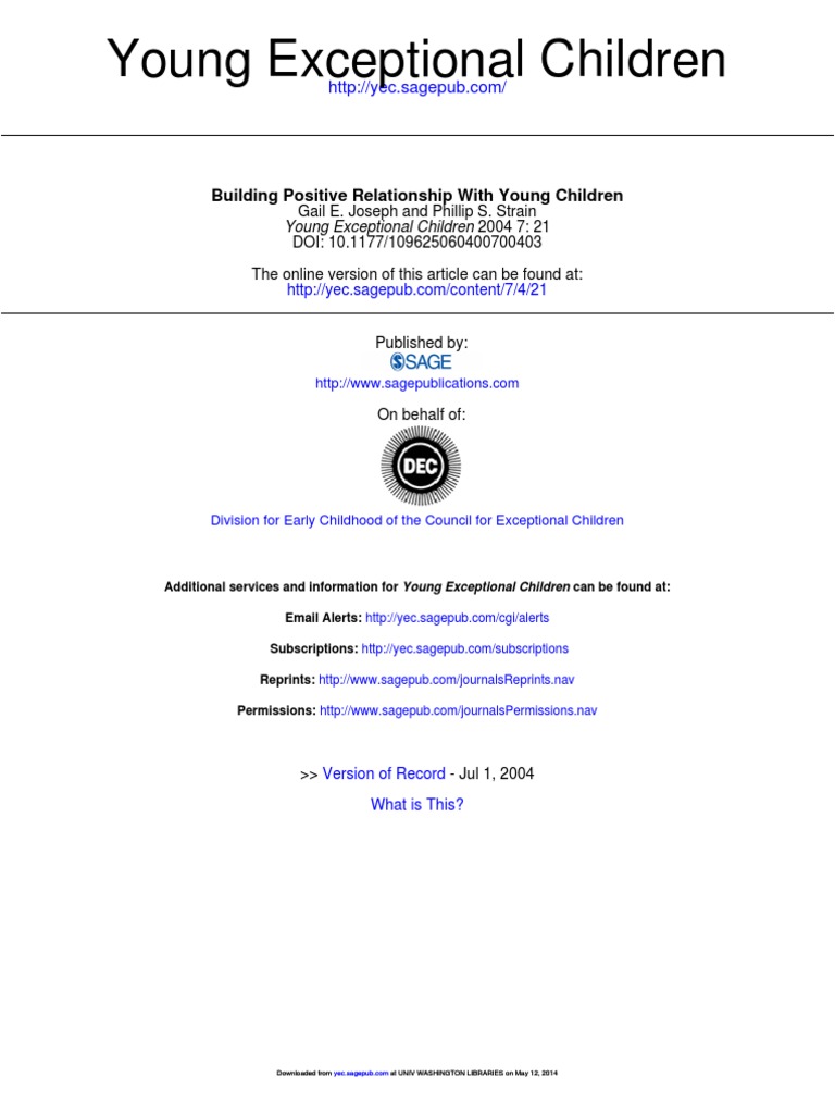 Building Positive Relationships with Kids | PDF | Childhood | Social ...