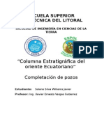 Columna estratigráfica del oriente ecuatoriano