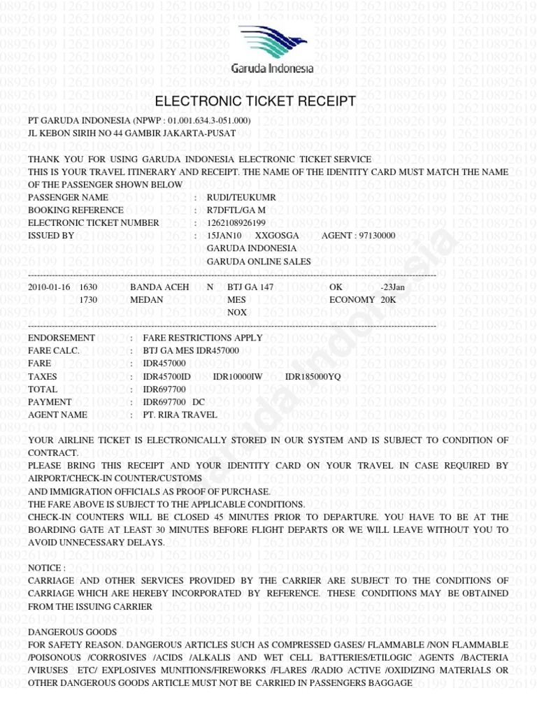 Contoh E Ticket Garuda Indonesia Transport Business Contoh E Ticket Garuda Indonesia Transport Business