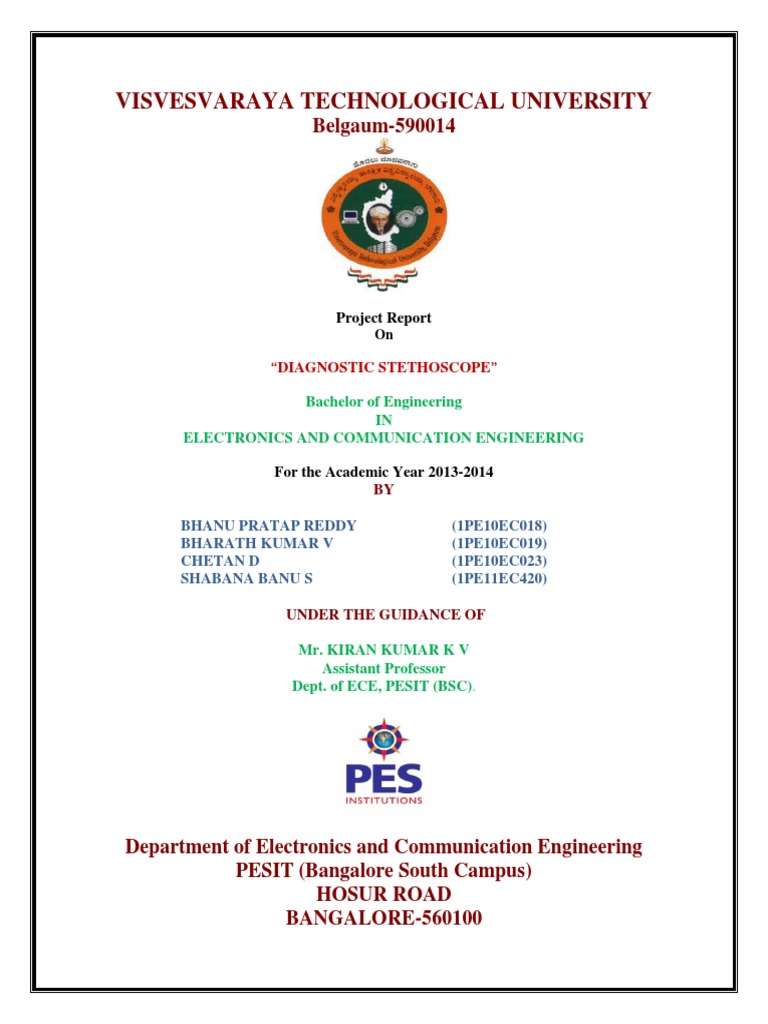 Diagnostic Stethoscope Project Report PDF Electrical Engineering