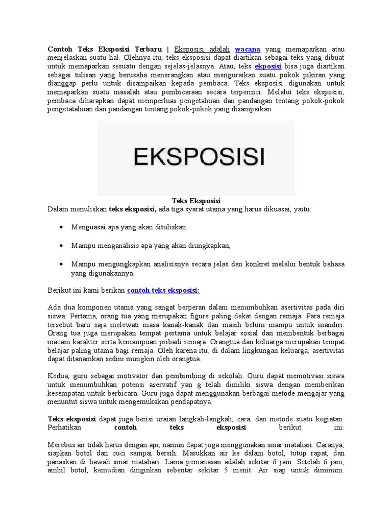 Contoh Teks Eksposisi Terbaru Contoh Teks Eksposisi Terbaru