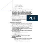 Public Speaking Unit 1 Lecture Notes PDF
