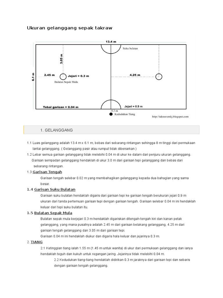 Ukuran Gelanggang Sepak Takraw Pdf
