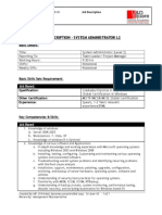 Job Description - System Admin - L2