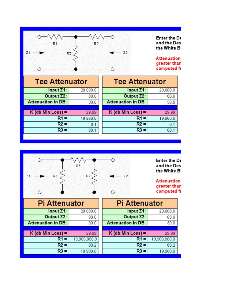 Passive Attenuator Design PDF Electronic Circuits
