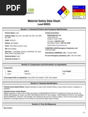 Lead Material Safety Data Sheet | PDF