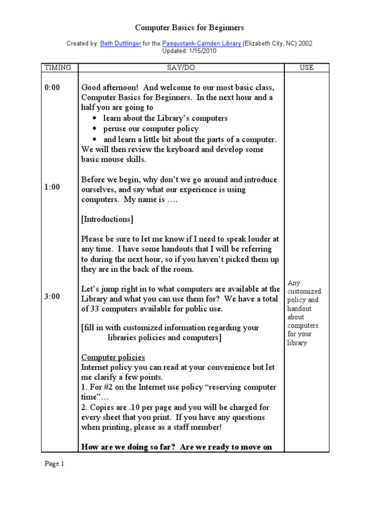 Script For Computer Basics | PDF | Computer Keyboard | Icon (Computing)