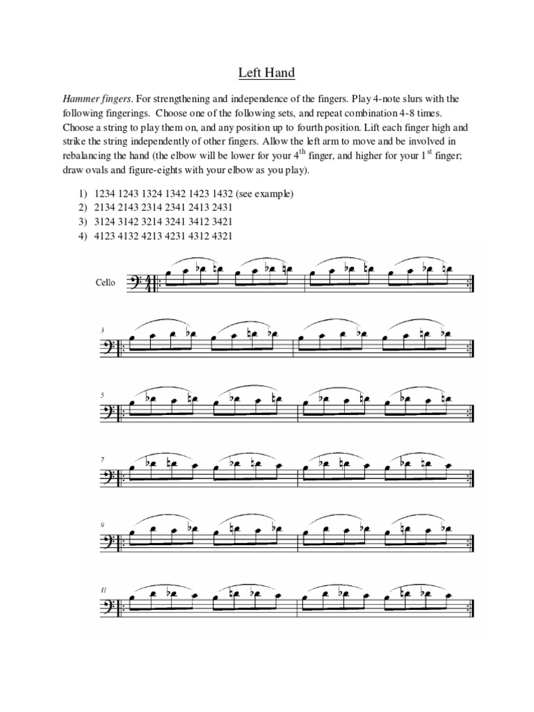 Cello Warm Ups PDF String Instruments Cello