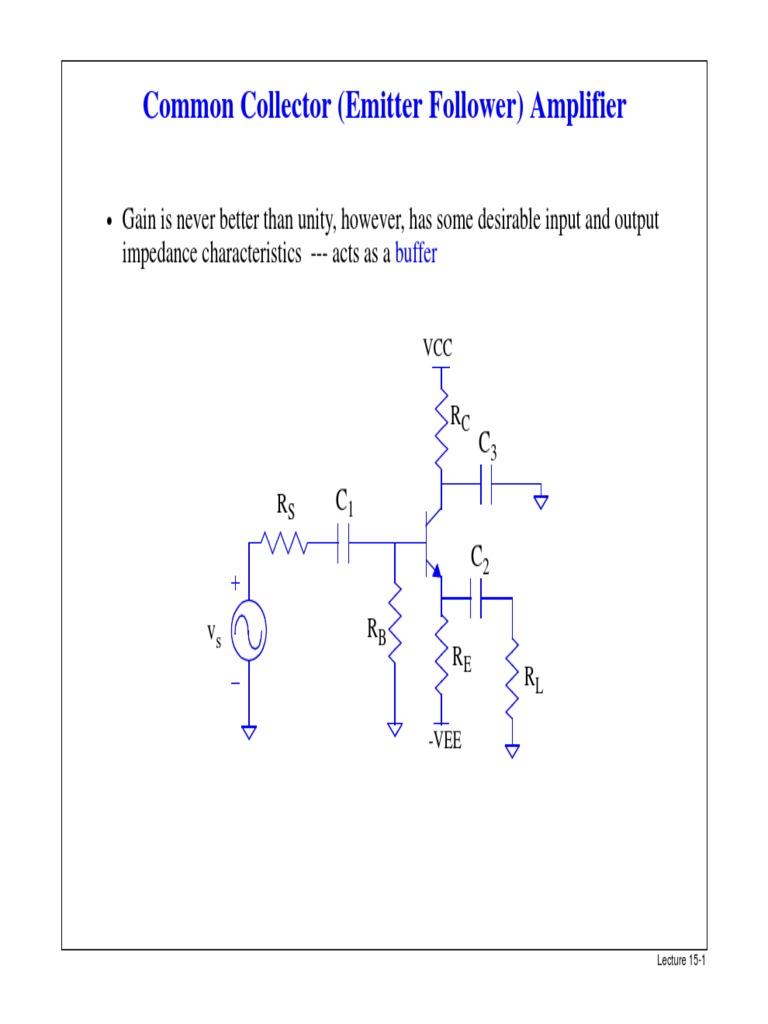 Common Collector (Emitter Follower) Amplifier | PDF | Amplifier ...