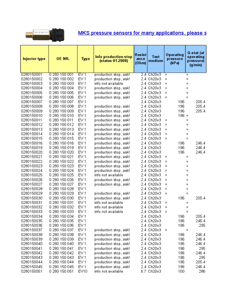 Bosch Injector Data Sheet PDF Vehicle Technology Internal