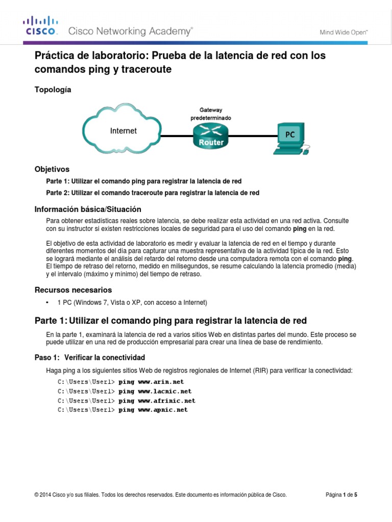 11.3.2.3 Lab Testing Network Latency With Ping and Traceroute PDF