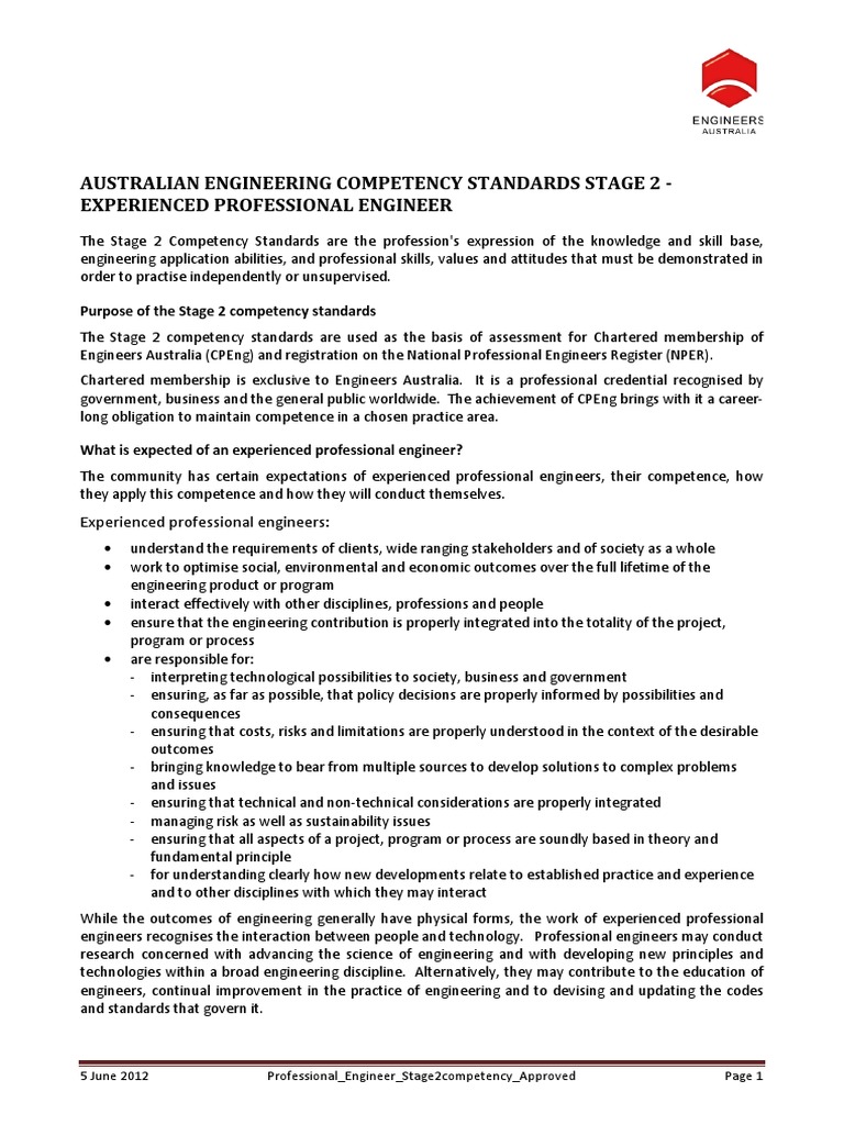 Professional Engineer Stage2competency Approved | PDF