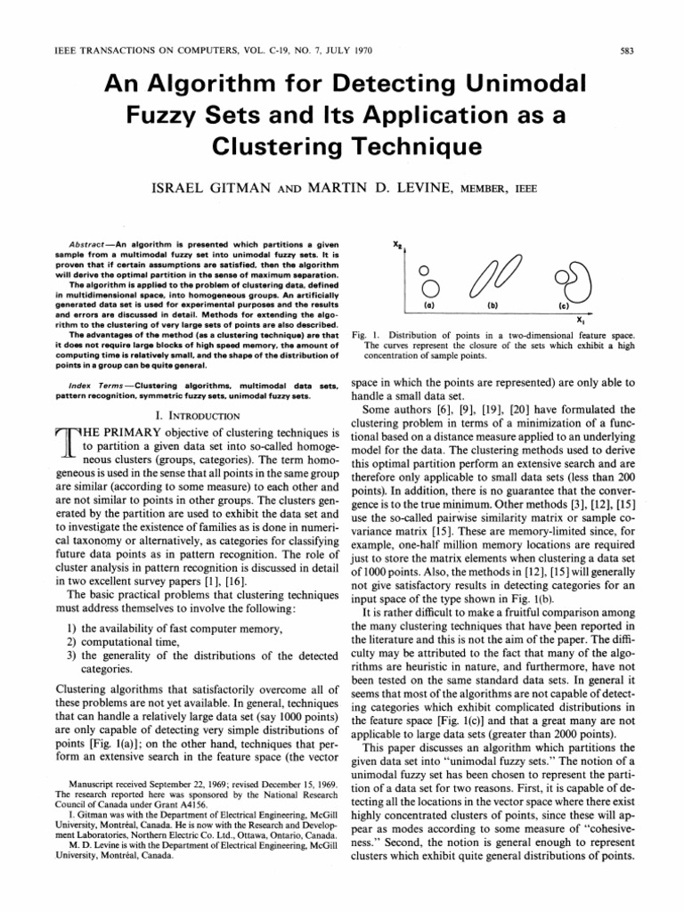 Unimodal Fuzzy Set Clustering Algorithm | PDF | Pattern Recognition ...