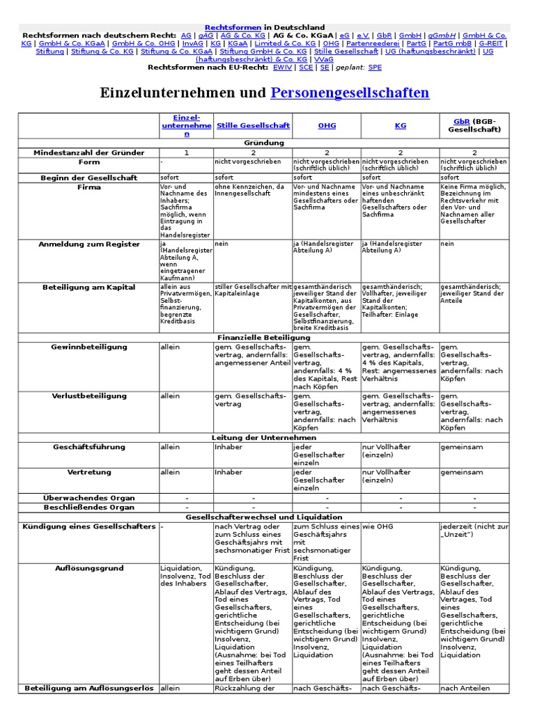 Rechtsformen in Deutschland PDF