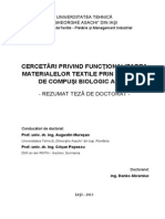 Cercetări Privind Funcţionalizarea Materialelor Textile Prin Utilizare de Compuşi Biologic Activi