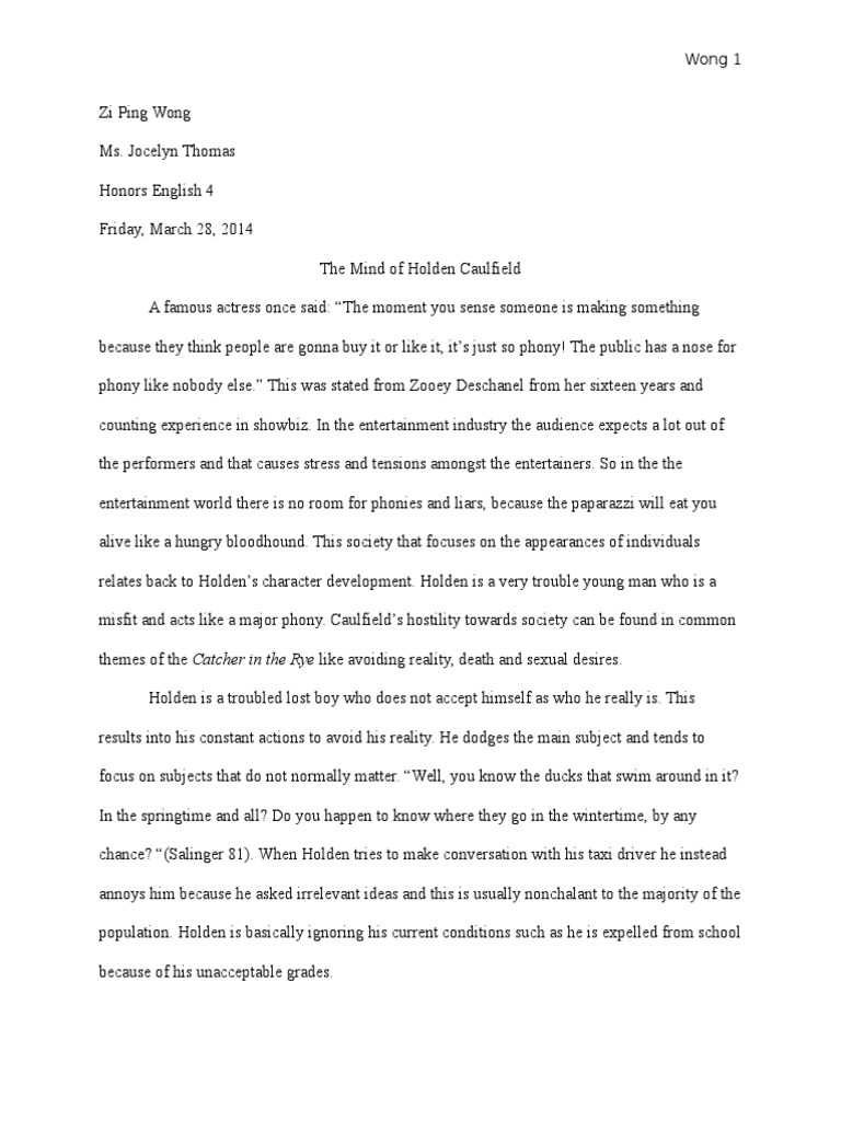 English Essay J D Salinger