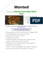 Cane Toad Wanted Poster