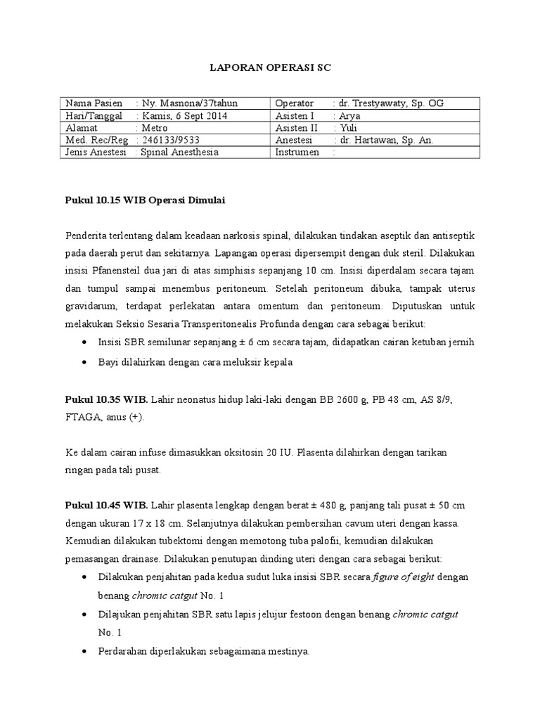 Contoh Laporan Operasi
