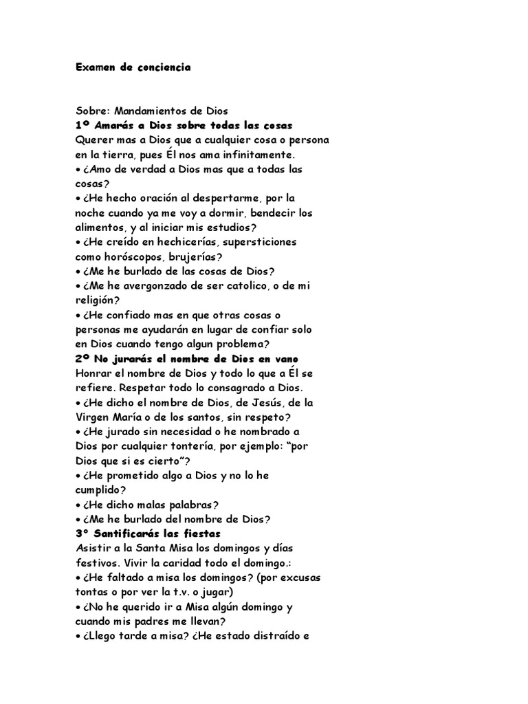 Examen de Conciencia para Niños PDF