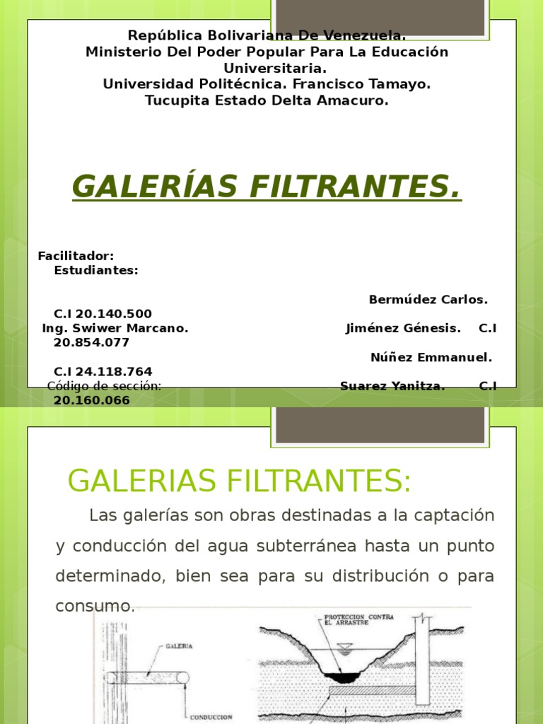 Tipos y Diseño de Galerías Filtrantes | PDF | Agua subterránea | Hidrología