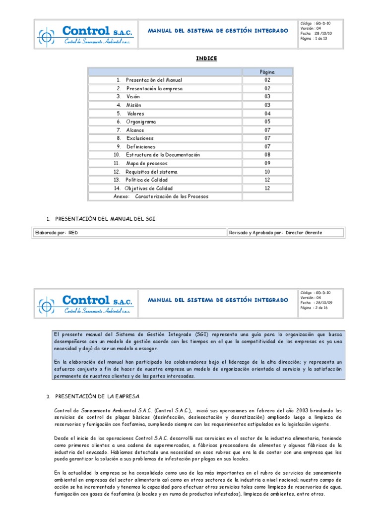 Manual del Sistema de Gestión Integrado | PDF | Calidad (comercial ...