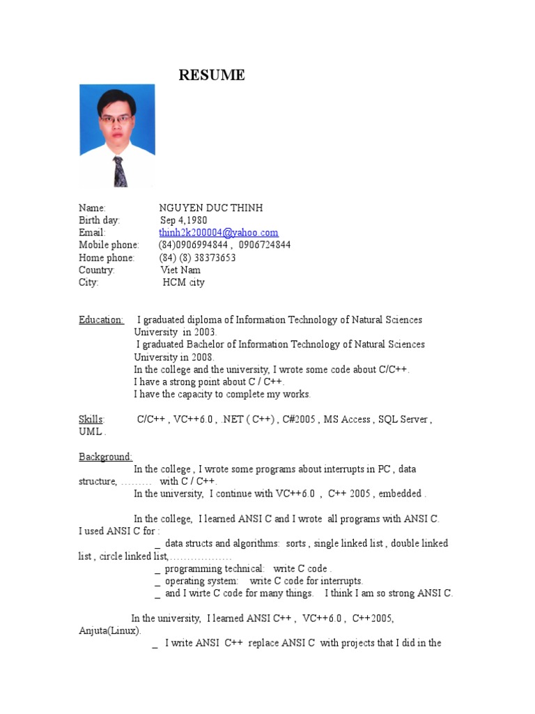CV Sample | PDF | Embedded System | C (Programming Language)
